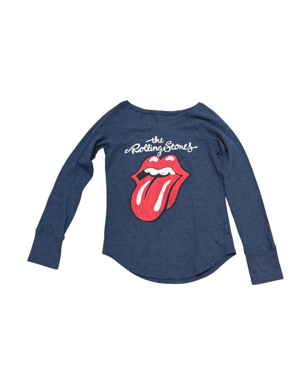 Rolling Stones Women's Long Sleeve Top M Vintage Rock Distressed Tongue Thermal